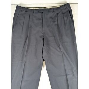 Canali Navy Blue Wool Dress Pants Made‎ in Italy Pleated Front Trousers 42x31